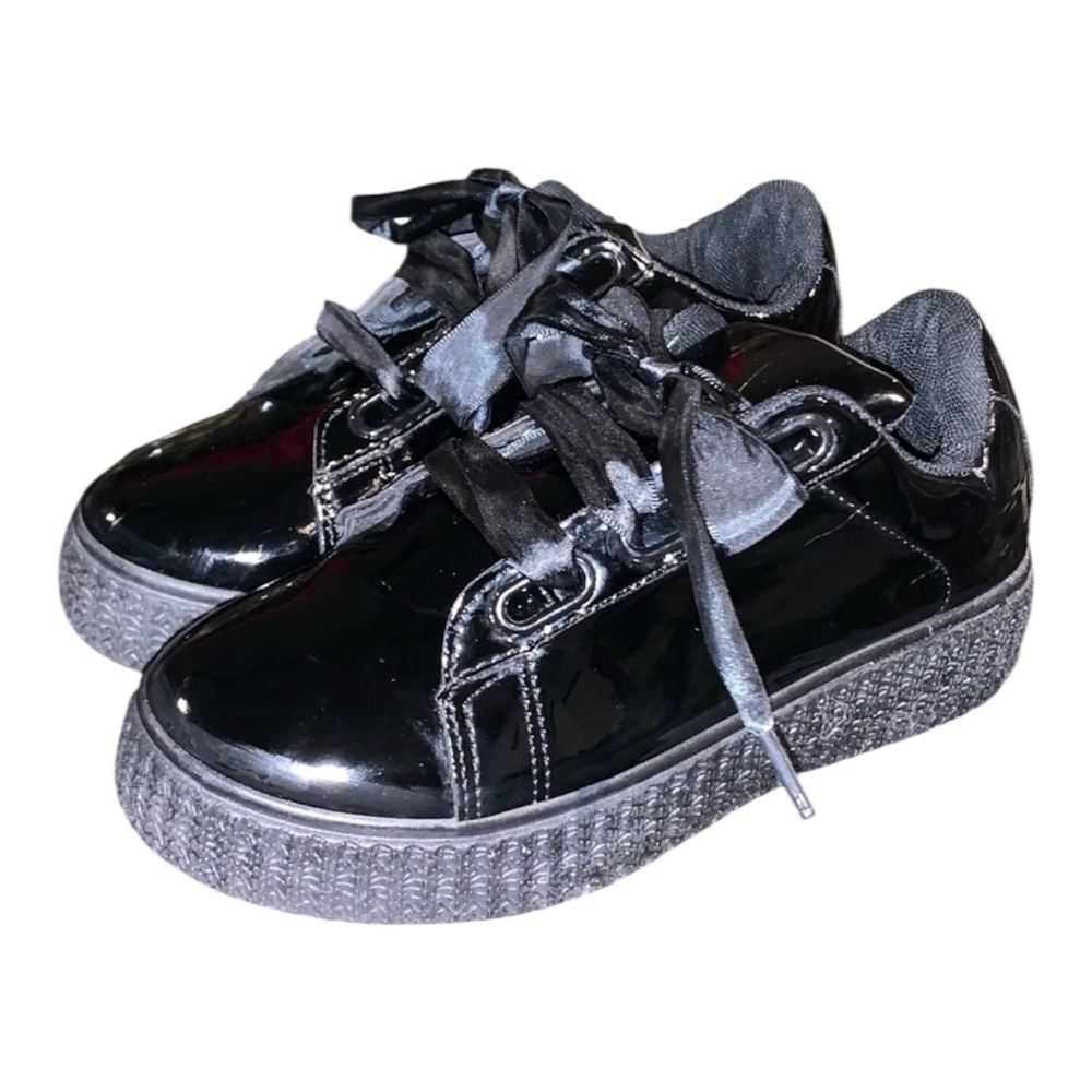 Baby Phat Platform Patent Leather Creepers W/ Black Satin Ribbon Tie